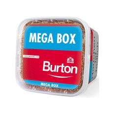 Eimer Tabak Burton Rot XXXL Mega Box. Roter Eimer mit weißem Burton Logo und Mega Box Aufschrift.