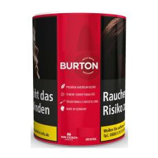 Dose Feinschitt-Tabak Burton Original Rot. Rote Dose mit weißer Burton Aufschrift und Logo.