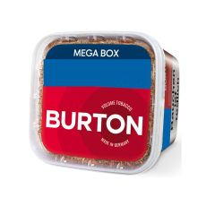 Eimer Burton Rot Mega Box. Rot-blauer Eimer mit weißem Burton Logo und Mega Box Aufschrift.