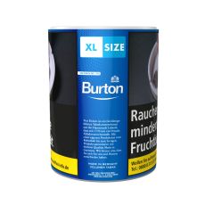 Dose Tabak Burton Volume Fine Blau. Blaue Dose mit weißer Burton Aufschrift und Logo.