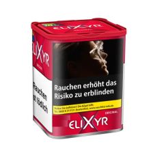Dose Elixyr Tabak Red Original. Rote Dose mit weißer Elixyr und Original Aufschrift.