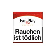 Dose Tabak Fair Play Red. Rote-weiße Dose mit schwarzem Fair Play Logo und Warnhinweis.