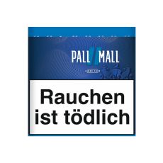 Dose Tabak Pall Mall Blau XL. Blaue Dose mit blauem Pausezeichen und weißer Pall Mall Aufschrift.