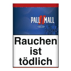 Dose Tabak Pall Mall Rot XXL. Große blaue Dose mit rotem Pausezeichen und weißer Pall Mall Aufschrift.