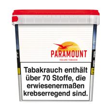 Eimer Paramount Red Tabak Ultra Big Box. Weiß-rote Box mit rotem Paramont Logo, Vogel und Sonne.