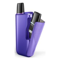Lila Veev One Plus E-Zigarette Purple mit aufklappbarem Gehäuse zur Pod Aufbewahrung und schwarzer Veev Pod.