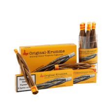 Packung Villiger Zigarren Original-Krumme Junior. Drei orange Packungen mit Zigarrren.