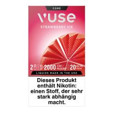 Packung Vuse Liquid Pods Strawberry Ice. Rote Schachtel mit Blume und weißer Vuse Aufschrift.