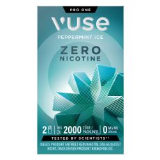 Packung Vuse Liquid Pods Peppermint Ice Zero. Türkise Schachtel mit Blume und weißer Vuse und Zero Aufschrift.