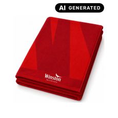 Winston Strandtuch in rot und weinrot mit weißen Winston Logo und Aufschrift.