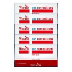 Gebinde Winston 200 King Size Zigarettenhülsen 1000 Stück. 5 Packungen mit je 200 Stück Filterhülsen Winston 200 King Size.