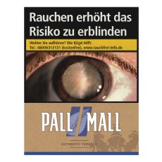 Schachtel Zigaretten Pall Mall Authentic blau XXL. Braune Packung mit  blauen Streifen und weißem Pall Mall Logo.