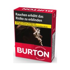 Schachtel Zigaretten Burton Original Rot XL. Rote Packung mit weißem Burton Logo.