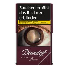 Schachtel Zigaretten Davidoff Classic. Dunkelbraune Packung mit silbernen Davidoff Logo.