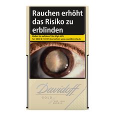 Schachtel Zigaretten Davidoff Gold. Hell-beige Packung mit silbernen Davidoff Logo.