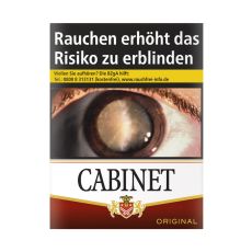 Schachtel Zigaretten Cabinet Original. Braun-weiße Packung mit Cabinet Wappen und Löwen.