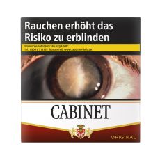 Schachtel Zigaretten Cabinet Original. Große braun-weiße Packung mit Cabinet Wappen und Löwen.