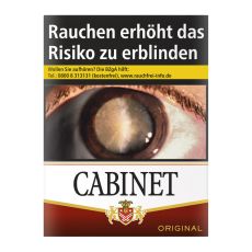 Schachtel Zigaretten Cabinet Original. Braun-weiße Packung mit Cabinet Wappen und Löwen.