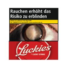 Schachtel Zigaretten Luckies Crafted Red. Große rote Packung mit weißer Luckies Aufschrift 