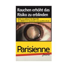 Packung Zigaretten Parisienne Jaune. Gelbe Packung mit schwarzer Parisienne Aufschrift.