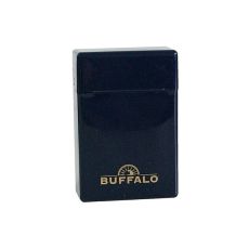 Zigarettenbox Buffalo. Schwarze Box mit goldener Buffalo Aufschrift und Sonne.