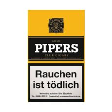 Packung Pipers Club Zigarren Gold / Vanilla. Gelbe Schachtel mit schwarze Banderole.
