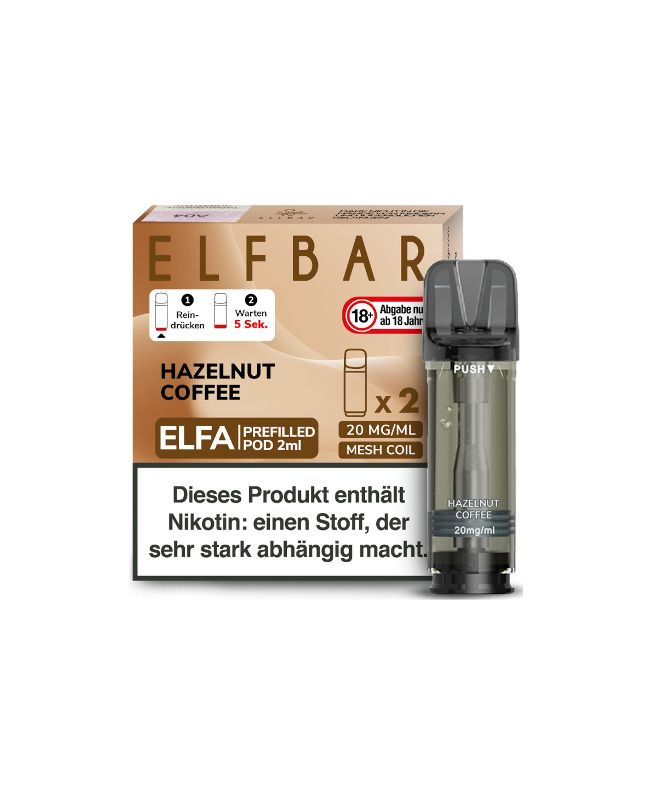elfbar kaffee geschmack Elfa Pods Hazelnut Coffee online kaufen flavour_fruit vape tabak geschmack Menge:2er Pack Elfbar Elfa USA Mix