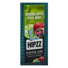 Aromakarten Hipzz Double Apple Cool Mint. Grün-schwarze Verpackung mit zwei Äpfeln und Eiswürfel.
