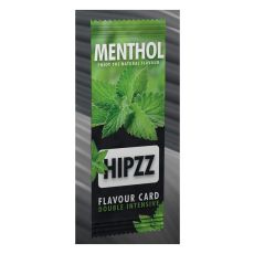 Aromakarte Hipzz Menthol. Grün-schwarze Verpackung mit Minzblättern.