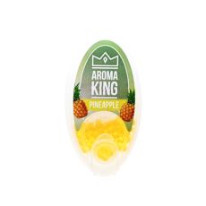 Packung Aromakugeln Aroma King Ananas. Grün-gelbes Etikett mit Ananas und gelben Kugeln.