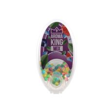 Packung Aromakuglen Aroma King Mix. Bunte Kugeln mit lila Label mit Früchten.