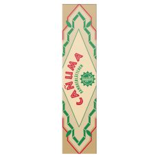 Packung Bambusblättchen Canuma. Beiges Heft mit rot-grünem Muster mit roter Canuma Aufschrift.