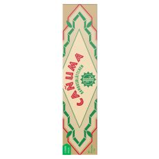 Packung Bambusblättchen Canuma und Tips. Beiges Heft mit rot-grünem Muster mit roter Canuma Aufschrift und Combi Pack Bottom.