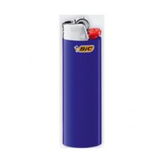 BIC Feuerzeug Maxi J26 neutral Reibrad. Blaues Bic Feuerzeug mit silberner Kappe.