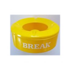 Break Aschenbecher in poppigem gelb aus Kunststoff mit vier Auskerbungen für die perfekte Ablage von Rauchwaren.