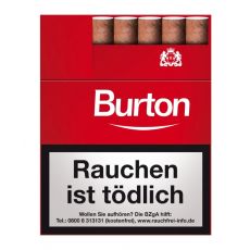 Schachtel Burton Original rot Filterzigarillos mit einem Packungsinhalt von 25 Zigarillos, Burton Original rot Filterzigarillos Stange mit 8 Packungen.