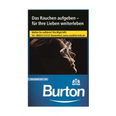 Schachtel Burton Zigaretten blau/blue - ehemals white mit einem Packungsinhalt von 20 Zigaretten. Burton Filterzigaretten blau/blue - ehemals white Stange mit 10 Packungen.
