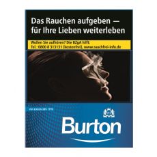 Schachtel Burton Zigaretten blau/blue - ehemals white mit einem Packungsinhalt von 25 Filterzigaretten. Burton Zigaretten blau/blue - ehemals white Stange mit 8 Packungen Filterzigaretten.