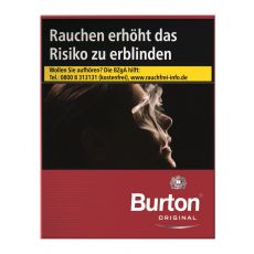 Schachtel Burton Original rot / red XL mit einem Packungsinhalt von 25 Zigaretten. Burton Original rot / red XL Stange mit 8 Packungen Filterzigaretten.