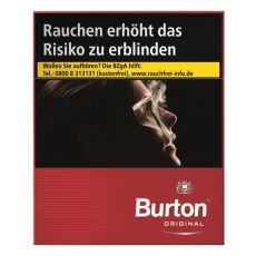 Schachtel Burton Original rot / red XXXL mit einem Packungsinhalt von 40 Zigaretten. Burton Original rot / red XXXL Stange mit 4 Packungen Filterzigaretten.