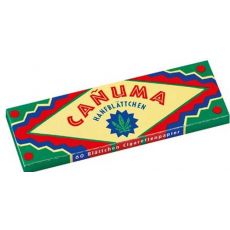 Packung Canuma Zigarettenpapier Hanfblättchen by Rizla mit einem Inhalt von 60 Stück Canuma Hanfblättchen als Heft mit 60 Stück Blättchen.