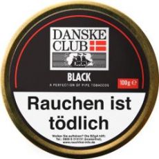 Dose Danske Club Pfeifentabak black/schwarz 100g. Tabak für die Pfeife Danske Club black/schwarz in der 100g Blechdose.