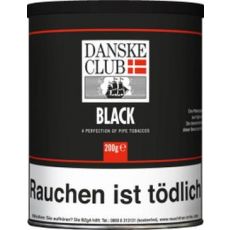 Dose Danske Club Pfeifentabak black/schwarz 200g. Tabak für die Pfeife Danske Club black/schwarz in der 200g Dose.