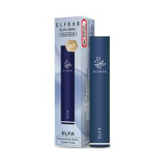 Elfbar E-Zigarette Elfa Akku Navy Blue. Dunkelblaues Gerät in Pen-Optik mit hellblauer Verpackung.