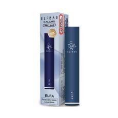 Elfbar E-Zigarette Elfa Akku Navy Blue. Dunkelblaues Gerät in Pen-Optik mit hellblauer Verpackung.