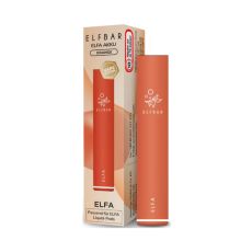 Elfbar E-Zigarette Elfa Akku Orange. Oranges Gerät in Pen-Optik mit orange-beige Verpackung.