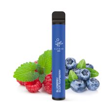 Einweg E-Zigaretten Elfbar 600 Blueberry Sour Raspberry. Blaues Gerät mit Himbeeren und Heidelbeeren.