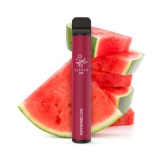 Packung Elfbar 600 Einweg E-Zigarette Watermelon 20mg/ml Nikotin. Dunkelrotes Gerät mit Wassermelone.
