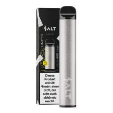 Packung Salt Switch Einweg E-Zigarette Lush Ice Limited. Glänzend silbernes Gerät mit silbernen Salt Logo und schwarzer Verpackung.