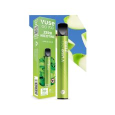 Packung Einweg E-Zigarette Vuse Go 700 Apple Sour. Grünes Gerät mit hellgrüner Verpackung und Äpfeln.